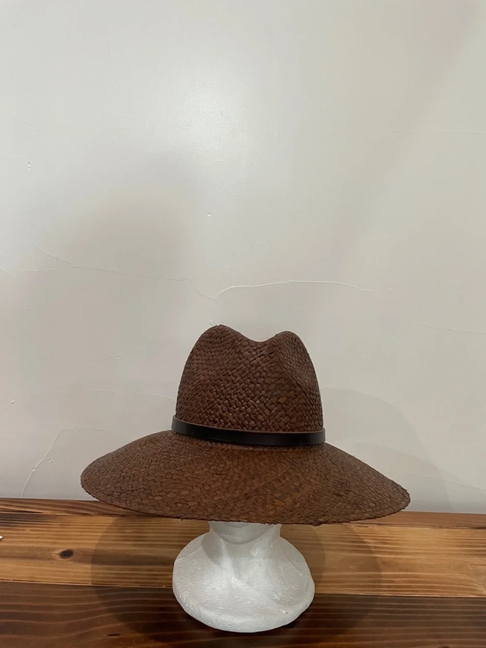 Janessa Leone Dora Raffia Straw Fedora Hat Brown